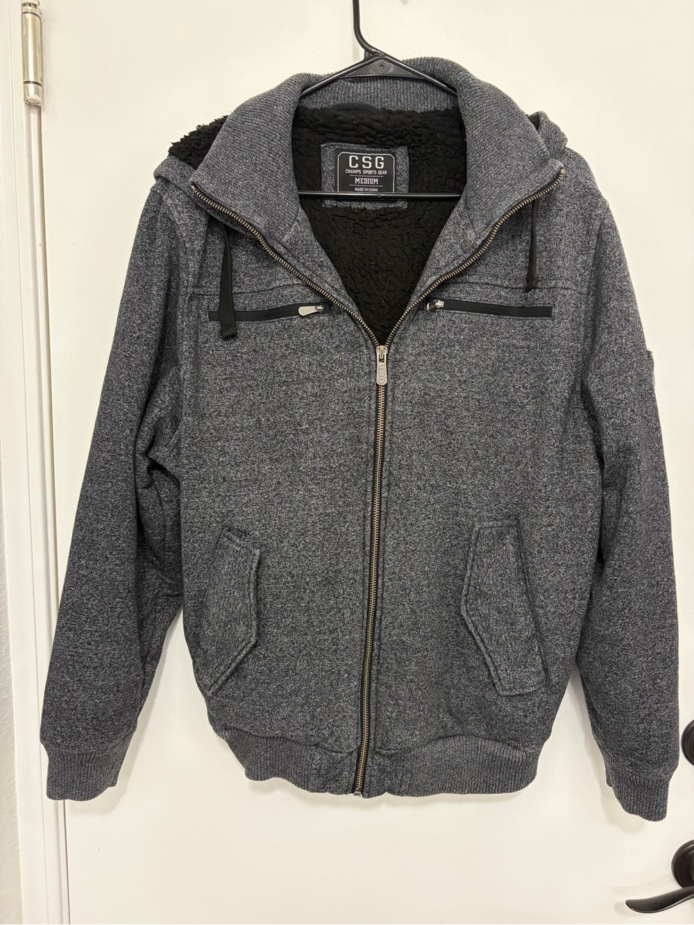 Champs sports gear Men’s Gray Zip-Up Hooded Sweater